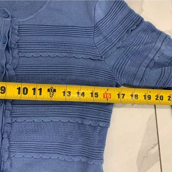 Sandro Barba Ruffle Trim Cardigan Knit Women Large UK 3 VGC knit Sweater Classic - Picture 5 of 11